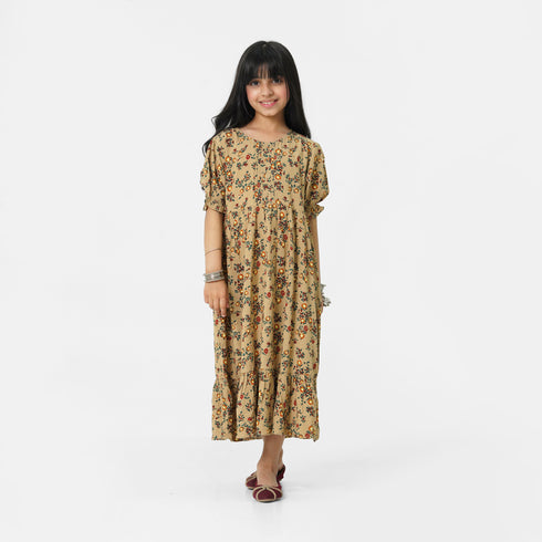 Brown Printed Dress
